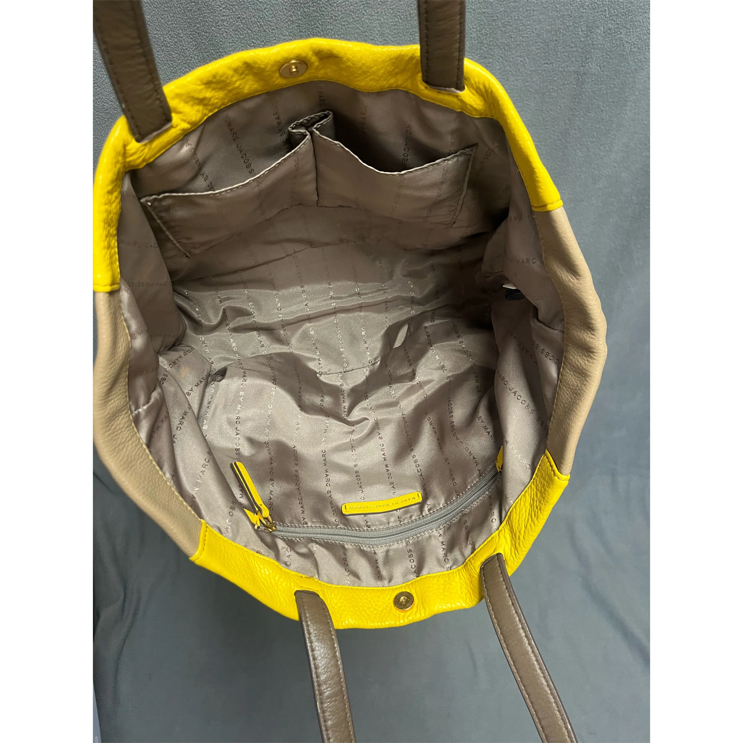 Marc Jacobs tan and yellow leather tote