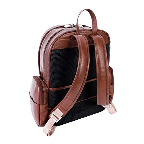 McKlein, S Series, Cumberland, Pebble Grain Calfskin Leather, 15" Leather Dual Compartment Laptop Backpack, Brown (88364)