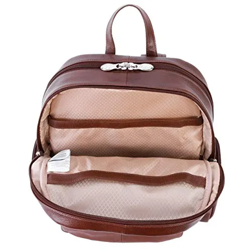McKlein, S Series, Cumberland, Pebble Grain Calfskin Leather, 15" Leather Dual Compartment Laptop Backpack, Brown (88364)