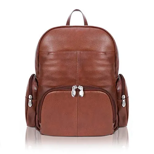 McKlein, S Series, Cumberland, Pebble Grain Calfskin Leather, 15" Leather Dual Compartment Laptop Backpack, Brown (88364)