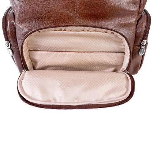 McKlein, S Series, Cumberland, Pebble Grain Calfskin Leather, 15" Leather Dual Compartment Laptop Backpack, Brown (88364)