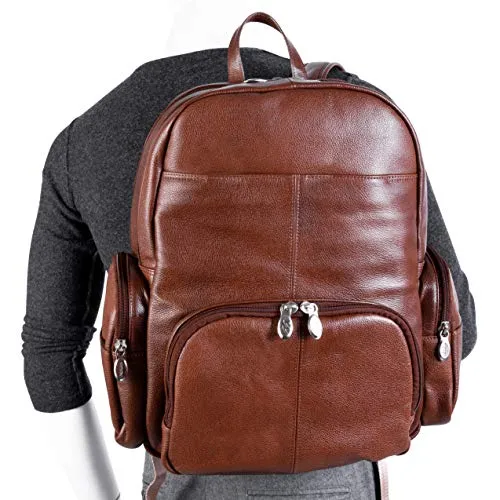 McKlein, S Series, Cumberland, Pebble Grain Calfskin Leather, 15" Leather Dual Compartment Laptop Backpack, Brown (88364)