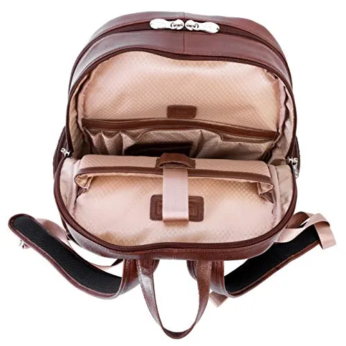 McKlein, S Series, Cumberland, Pebble Grain Calfskin Leather, 15" Leather Dual Compartment Laptop Backpack, Brown (88364)