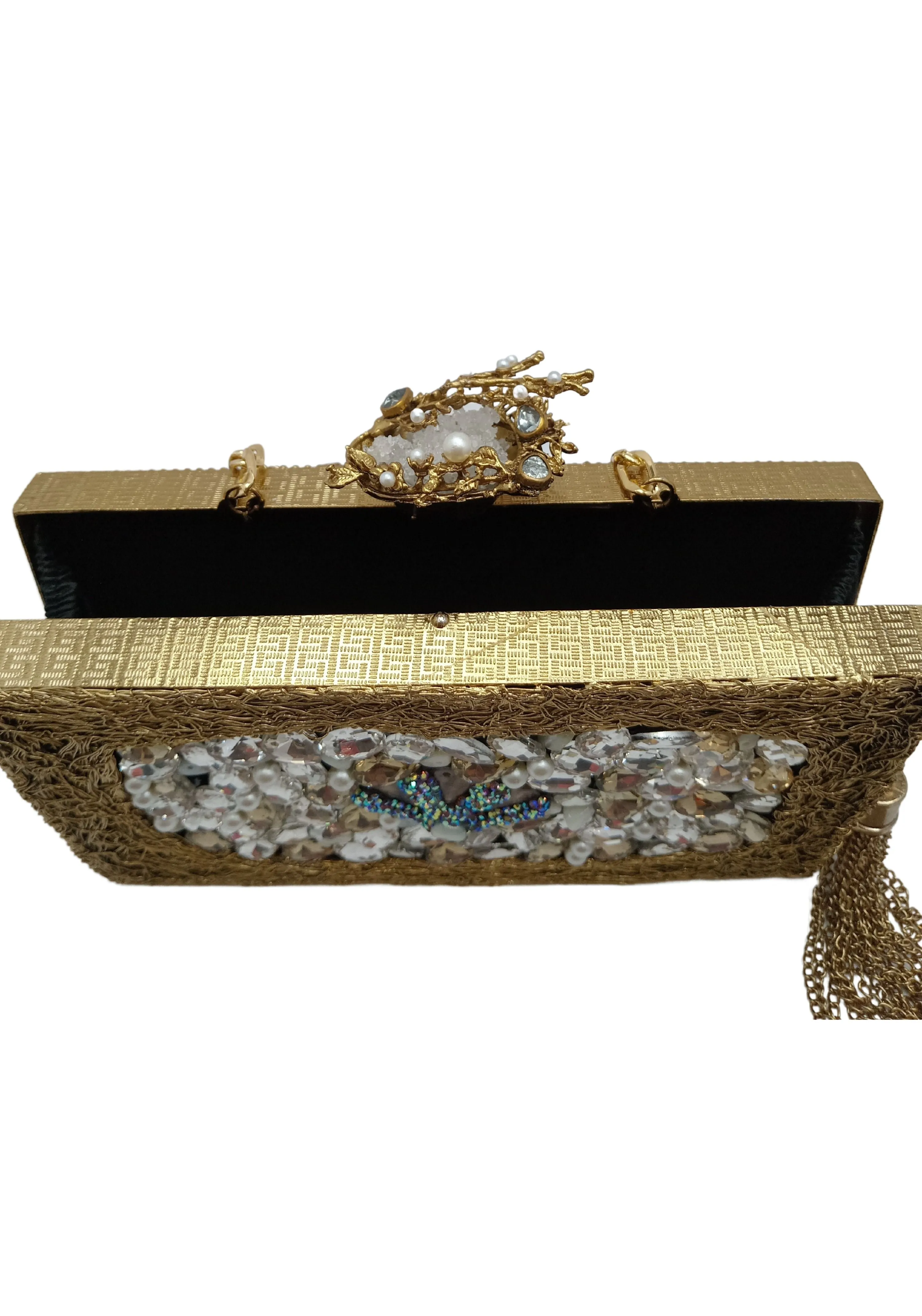 Mesh Crystal Clutch