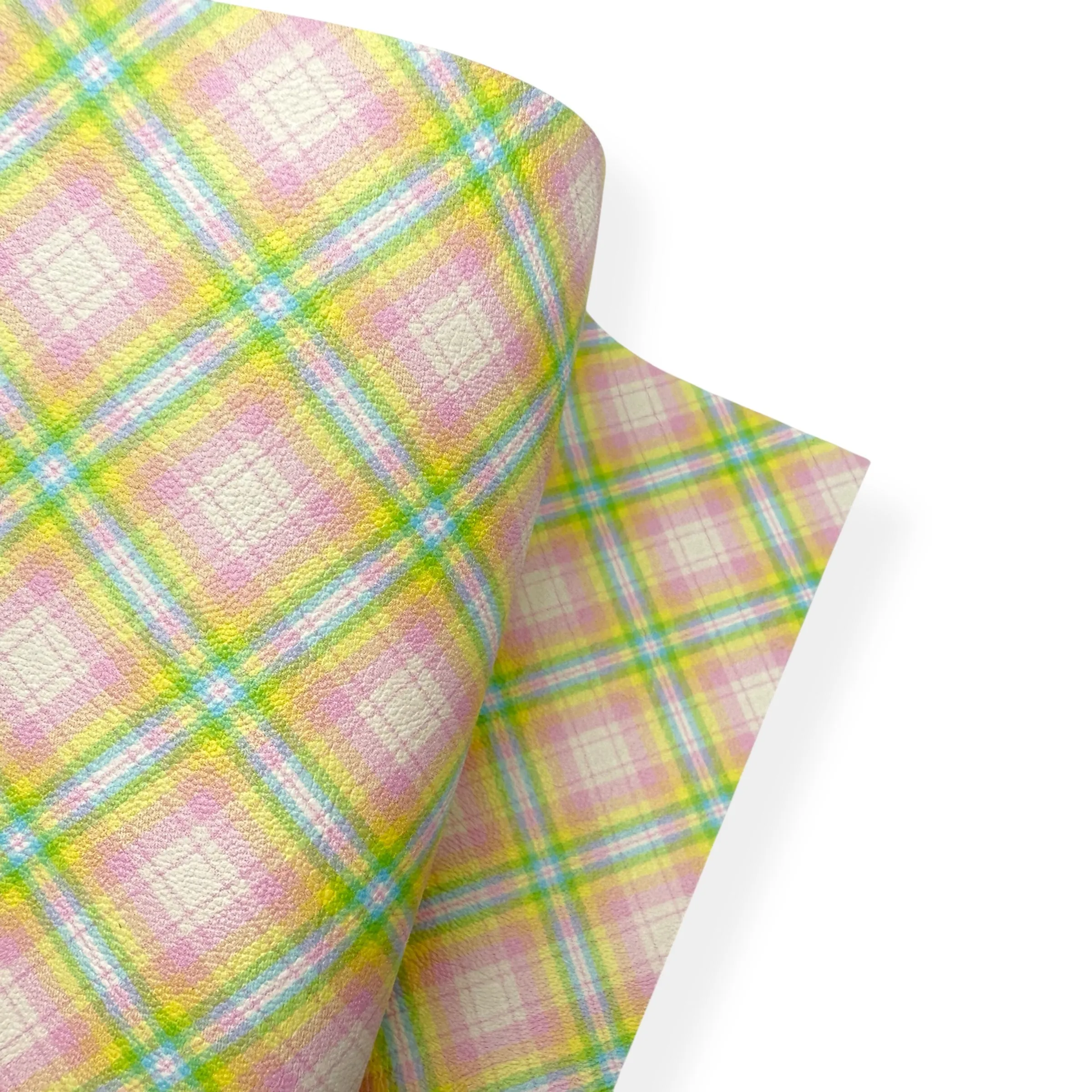 PASTEL RAINBOW TARTAN PREMIUM FAUX LEATHER FABRICS