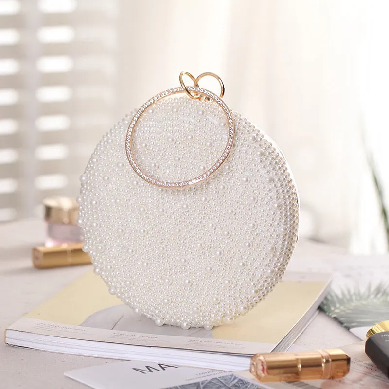 Pearl Evening Bag: Elegant Handheld with Diamond Accents