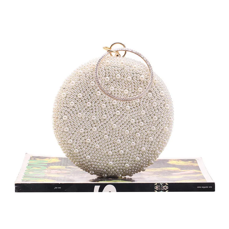 Pearl Evening Bag: Elegant Handheld with Diamond Accents