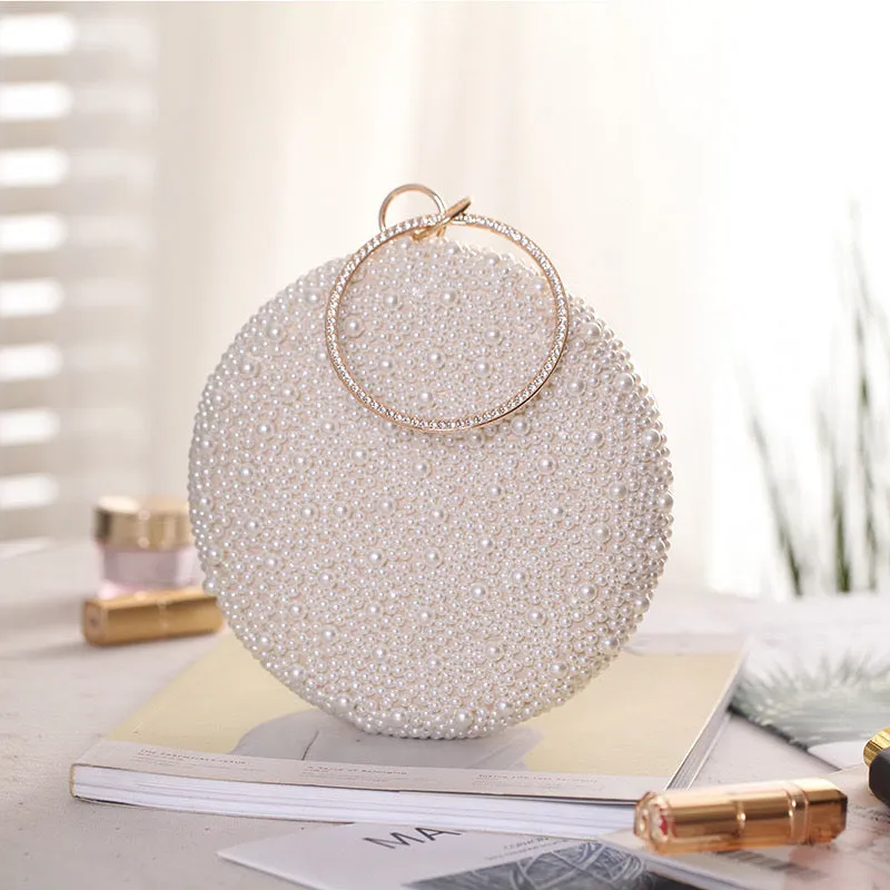Pearl Evening Bag: Elegant Handheld with Diamond Accents