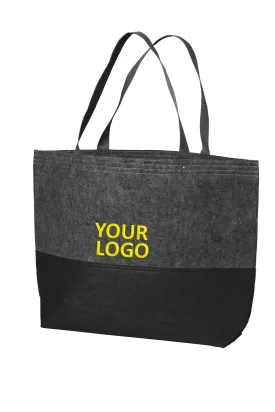 Port Authority Large Felt Branded Tote, Black/ Felt Charcoal