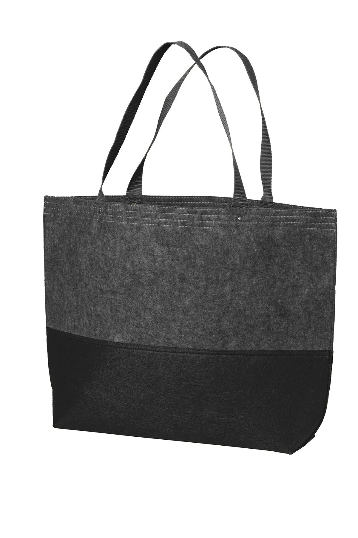 Port Authority Large Felt Branded Tote, Black/ Felt Charcoal
