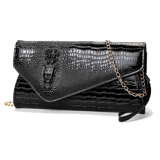 Pu New Crocodile Pattern Envelope Style Shoulder Bag For Women
