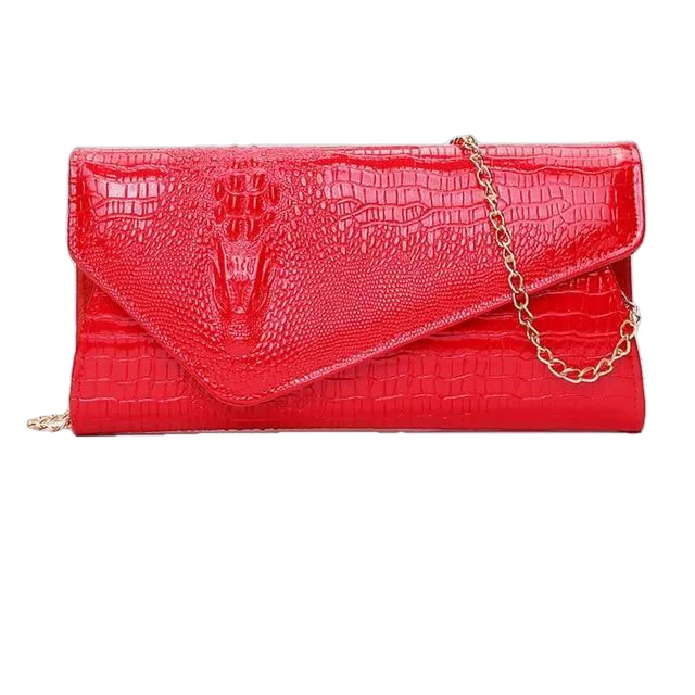 Pu New Crocodile Pattern Envelope Style Shoulder Bag For Women