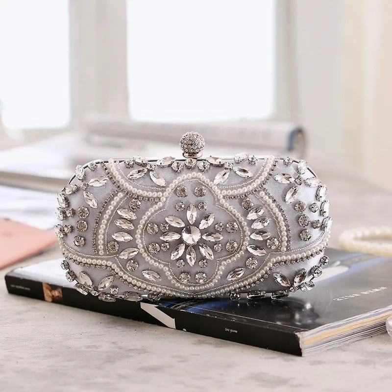 "Flavia" - Silver Bridal Handbag Clutch