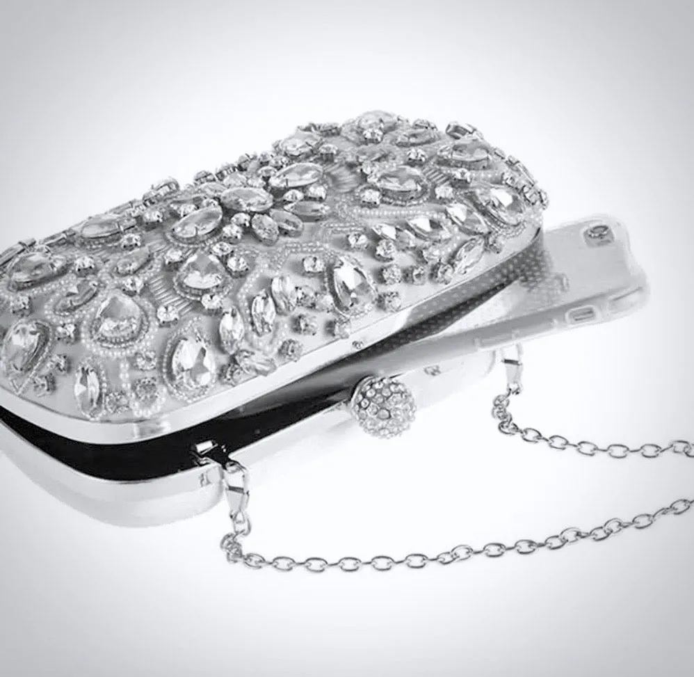 "Flavia" - Silver Bridal Handbag Clutch