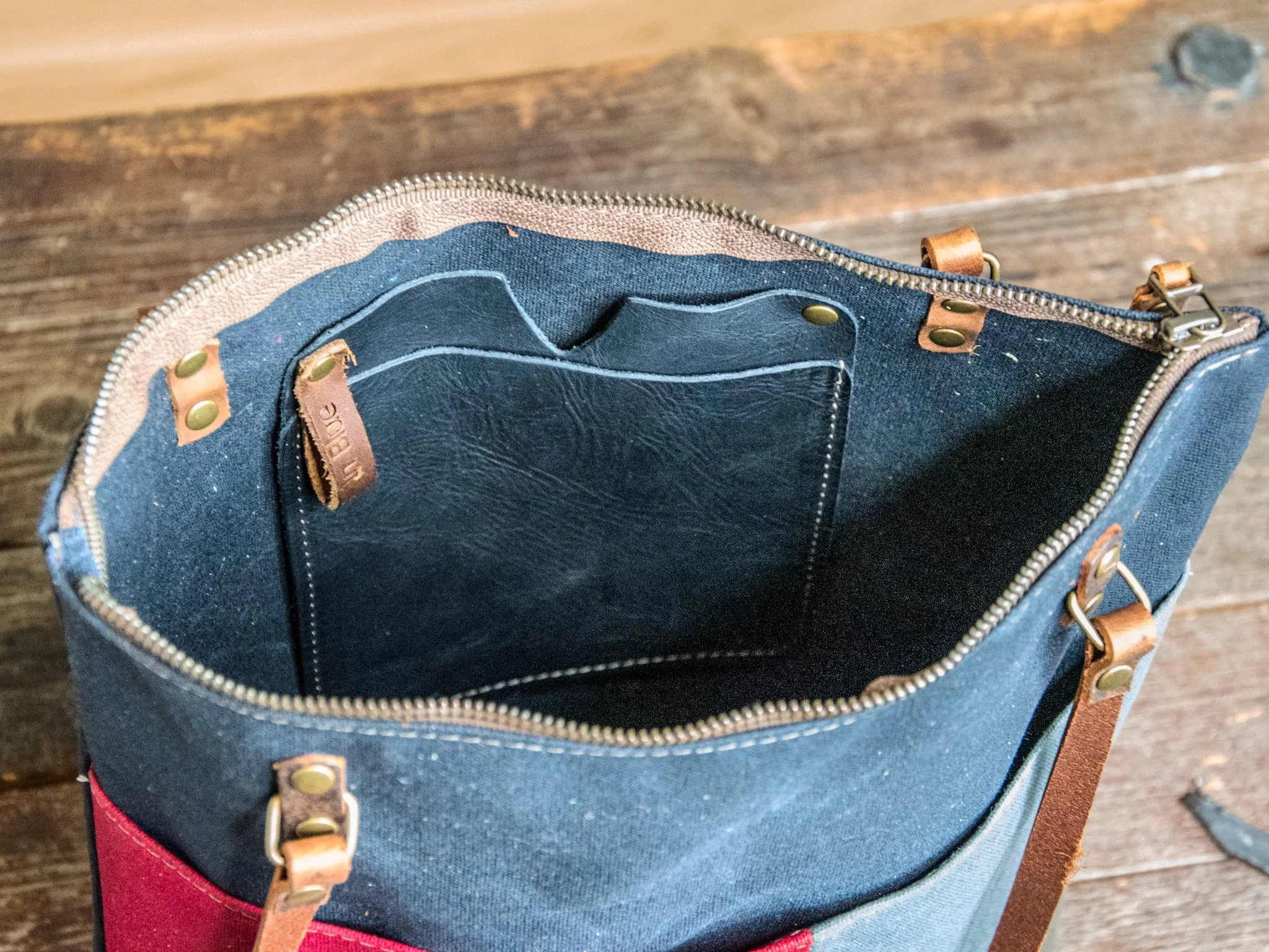 Ready To Ship | OOAK | The Tall North South Waxed Canvas tote with Front Pocket | olive | PW12
