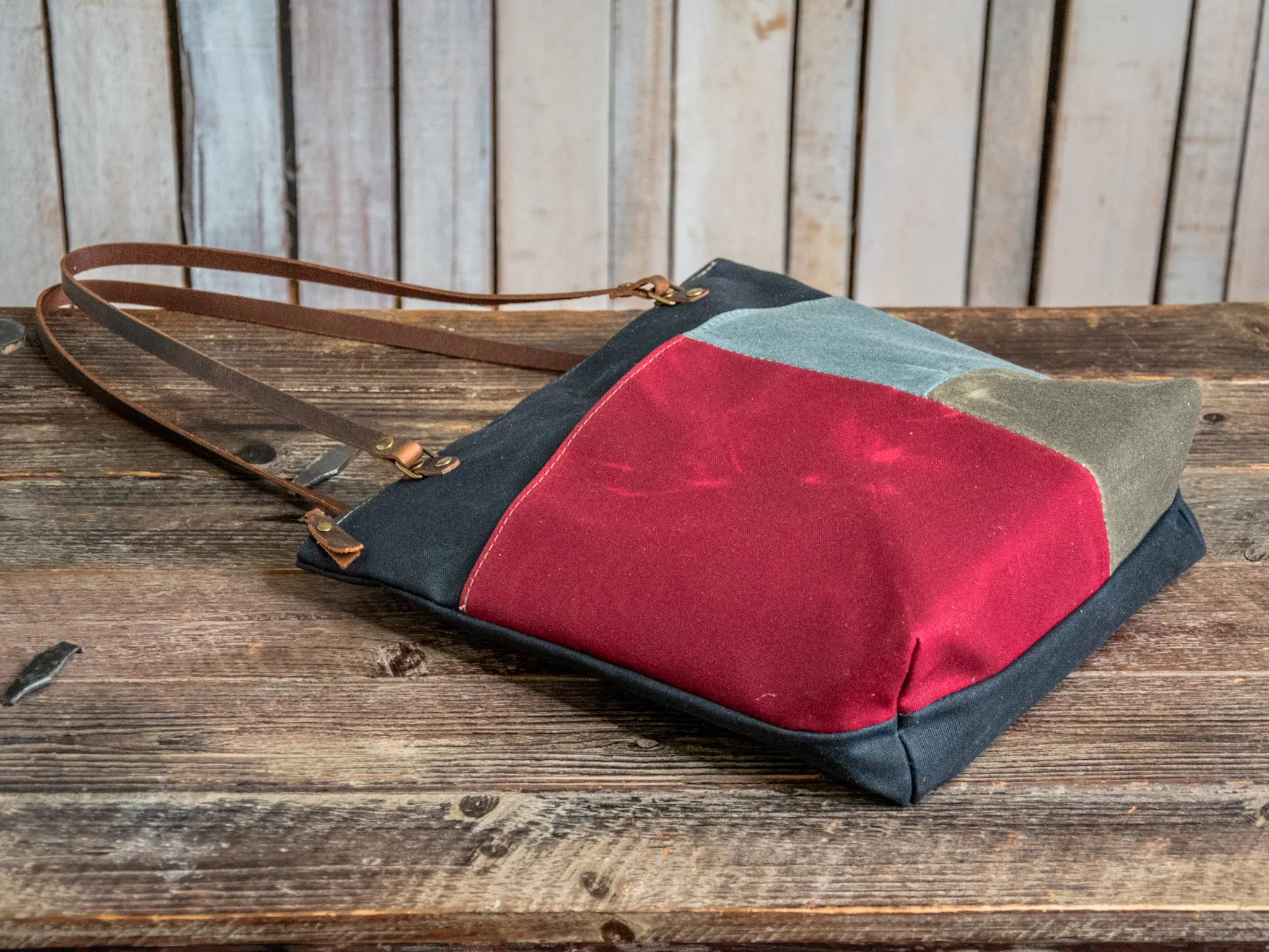 Ready To Ship | OOAK | The Tall North South Waxed Canvas tote with Front Pocket | olive | PW12