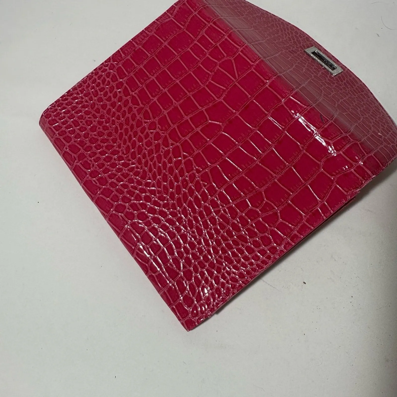 Red Crocodile Embossed Wallet with Mickey Mouse Detail