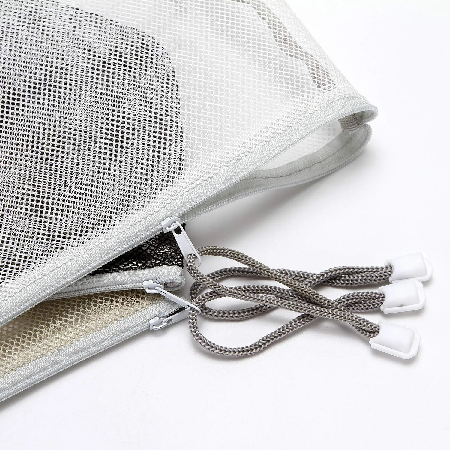 Sea Team 6pcs Multicolored Portable Travel Toiletry Pouch Nylon Mesh Cosmetic Makeup Organizer Bag with Zipper, Monochrome