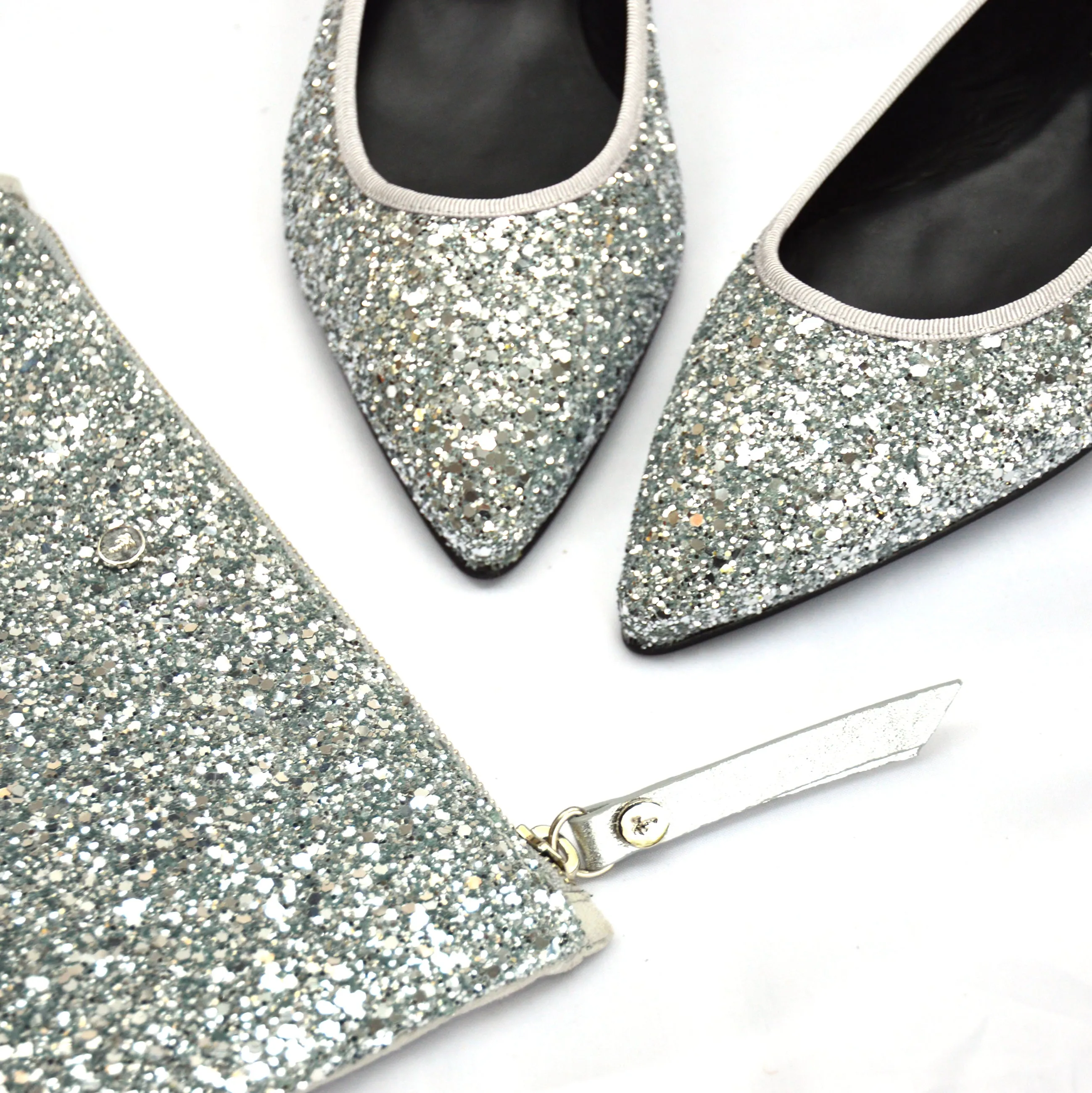 Silver Glitter mini clutch bag