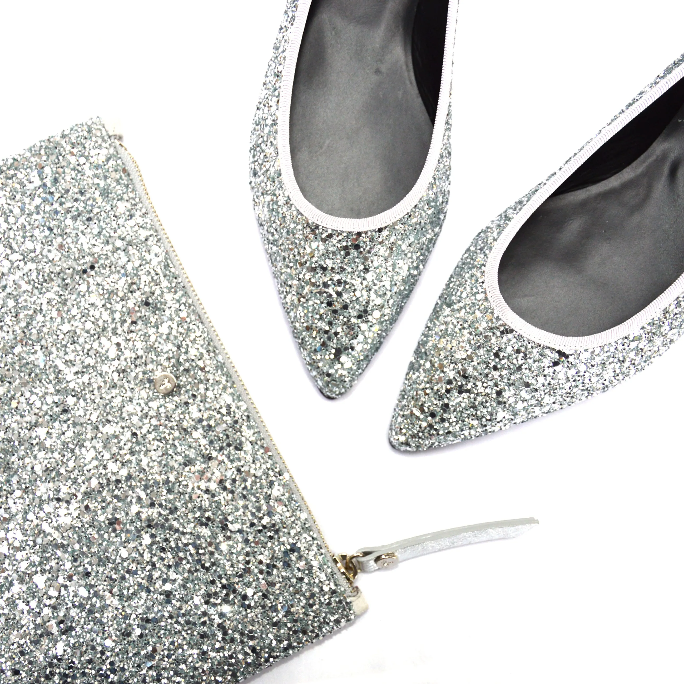 Silver Glitter mini clutch bag