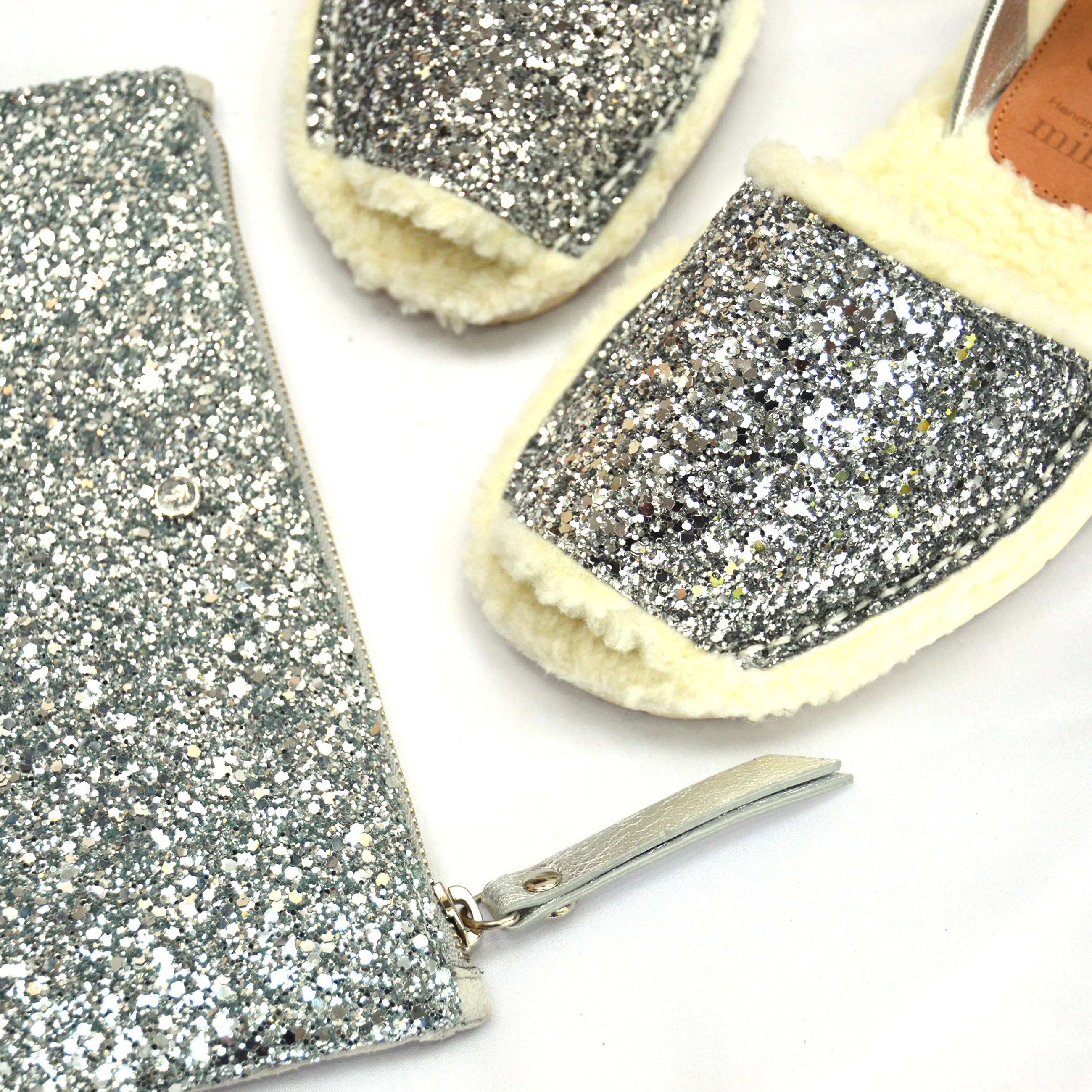 Silver Glitter mini clutch bag