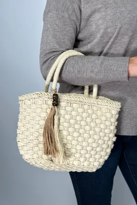 Small Beach Straw Bag - Beige