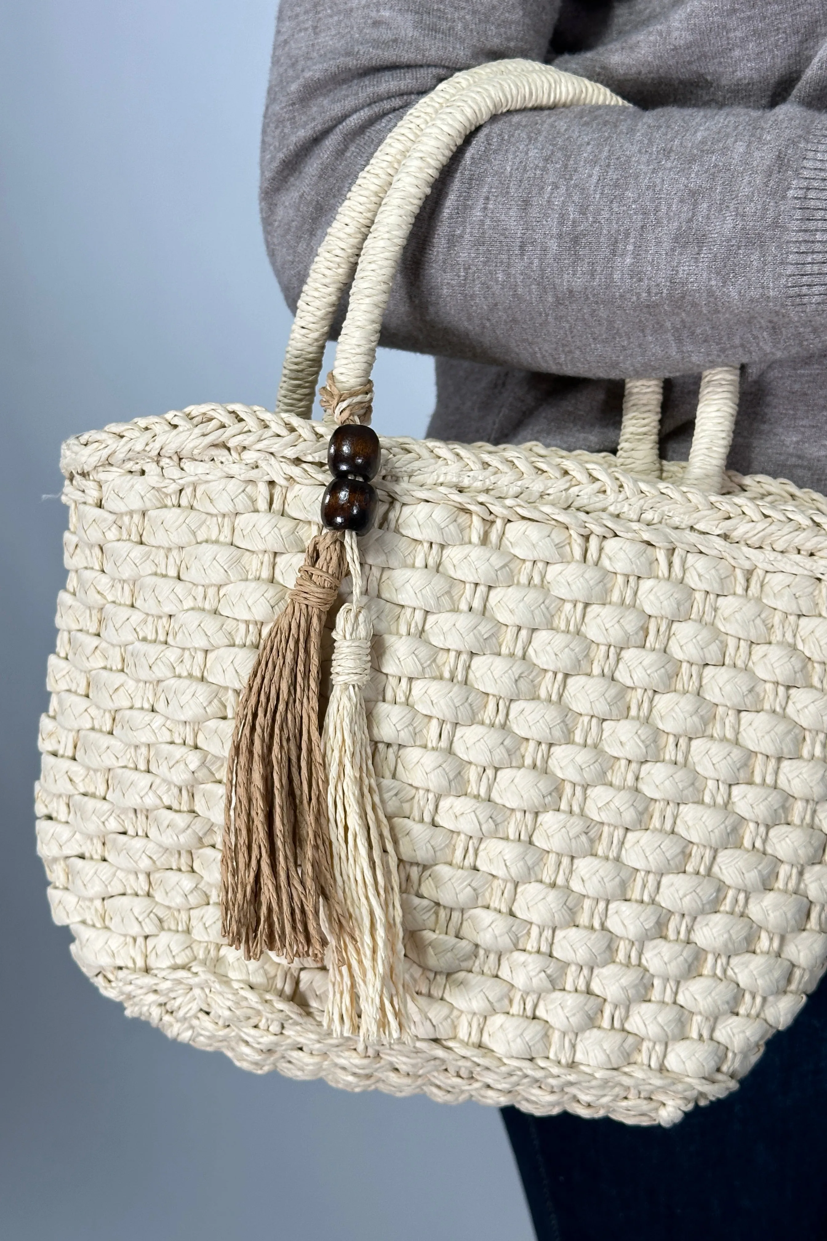 Small Beach Straw Bag - Beige