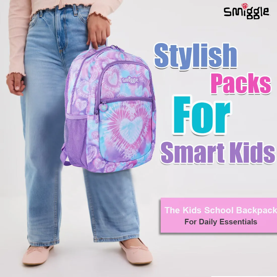 Smiggle I Heart Smiggle Classic Backpack Lilac, 3Y 