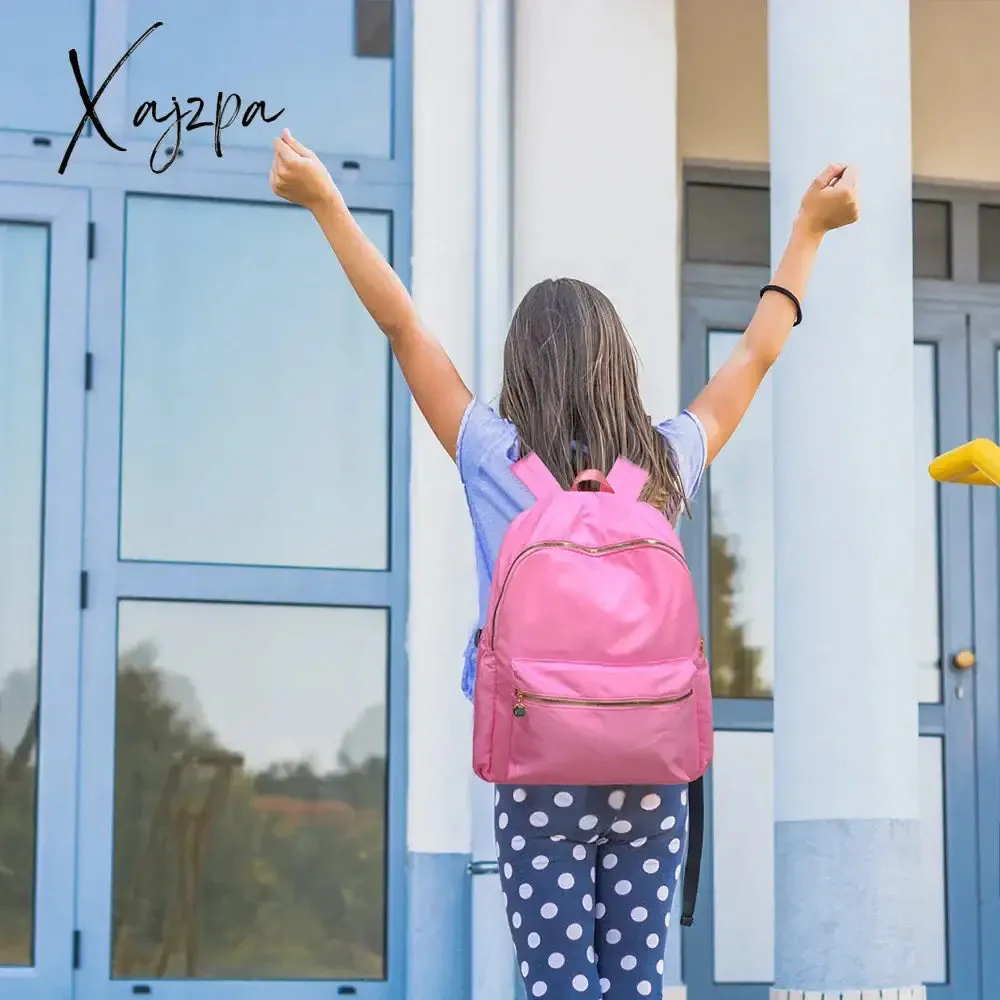 Solid School Backpack Nylon Women Girls Lightweight Waterproof Classic Student Large Travel Bag Kids Teenage Casual Simple