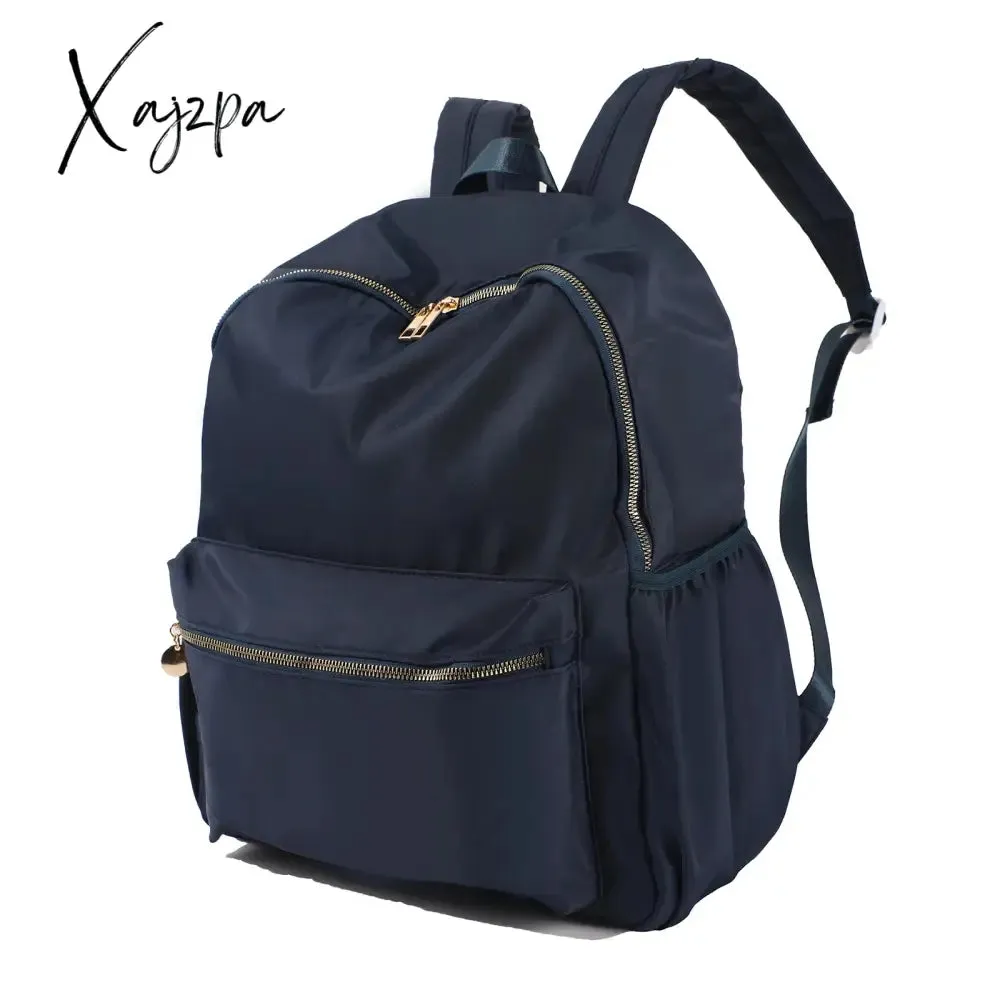 Solid School Backpack Nylon Women Girls Lightweight Waterproof Classic Student Large Travel Bag Kids Teenage Casual Simple
