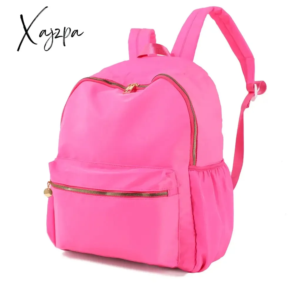 Solid School Backpack Nylon Women Girls Lightweight Waterproof Classic Student Large Travel Bag Kids Teenage Casual Simple