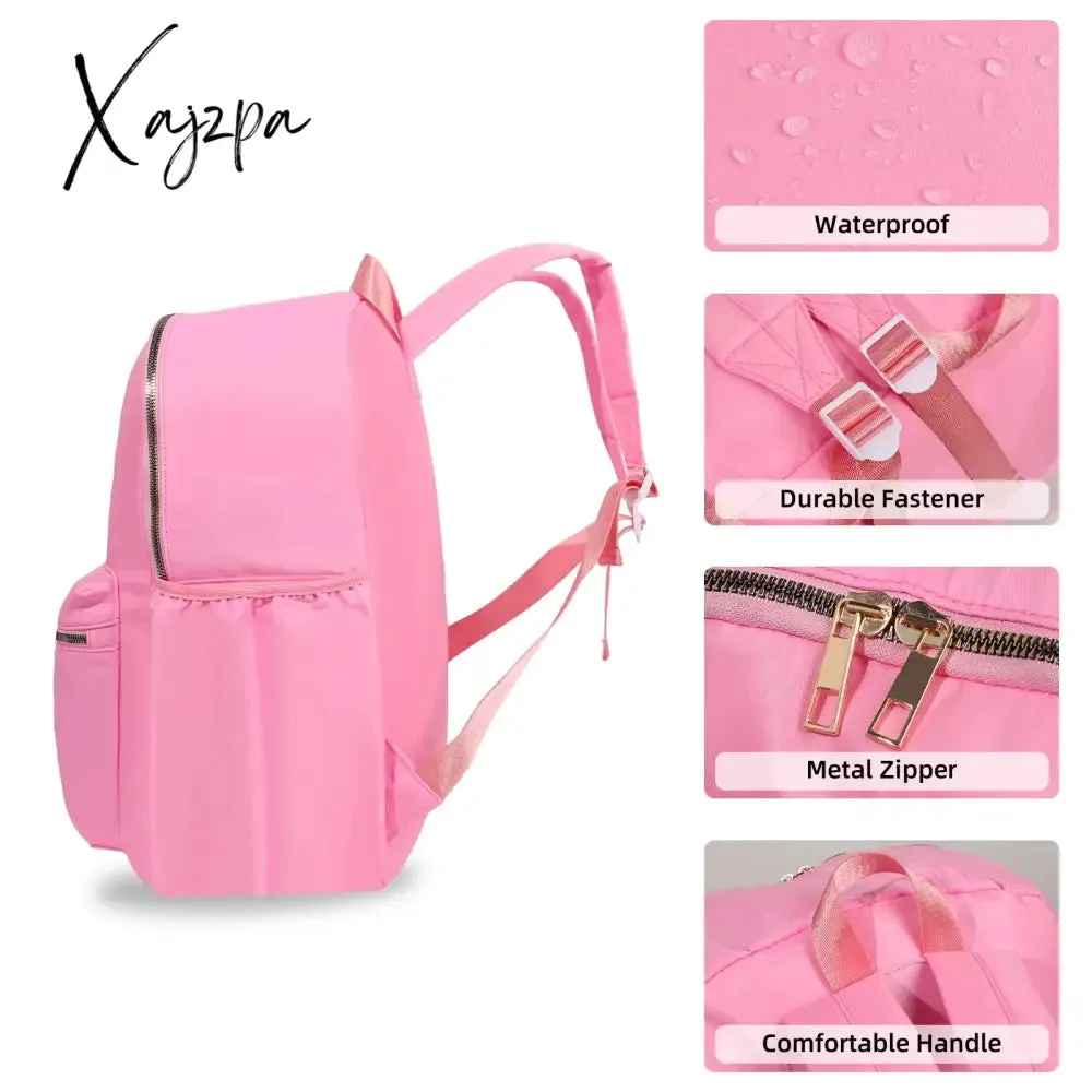 Solid School Backpack Nylon Women Girls Lightweight Waterproof Classic Student Large Travel Bag Kids Teenage Casual Simple