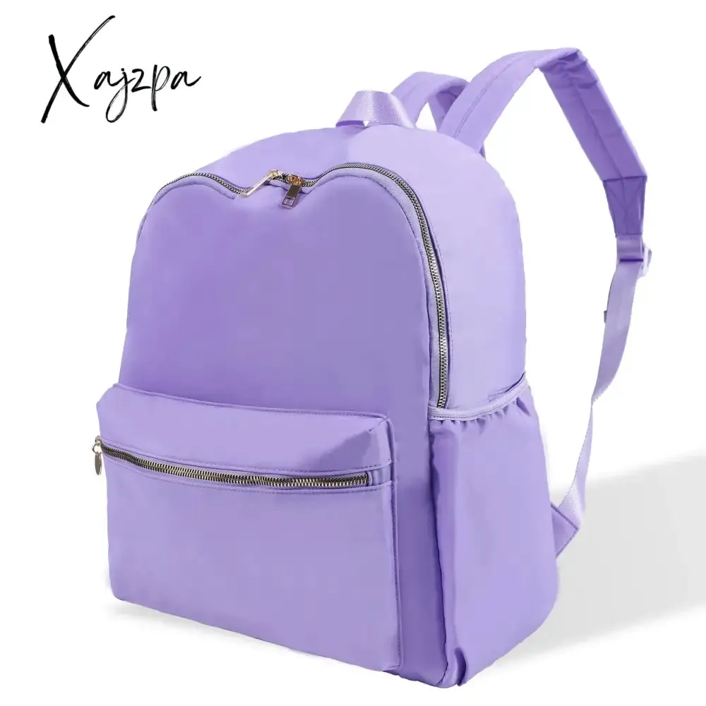 Solid School Backpack Nylon Women Girls Lightweight Waterproof Classic Student Large Travel Bag Kids Teenage Casual Simple