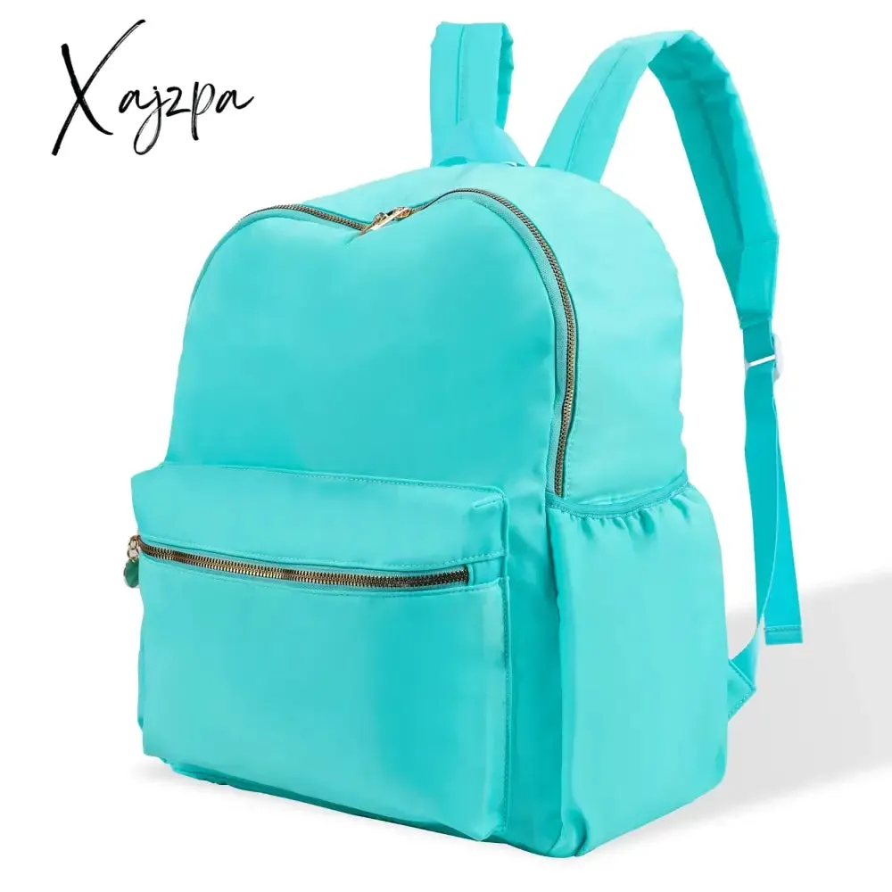 Solid School Backpack Nylon Women Girls Lightweight Waterproof Classic Student Large Travel Bag Kids Teenage Casual Simple