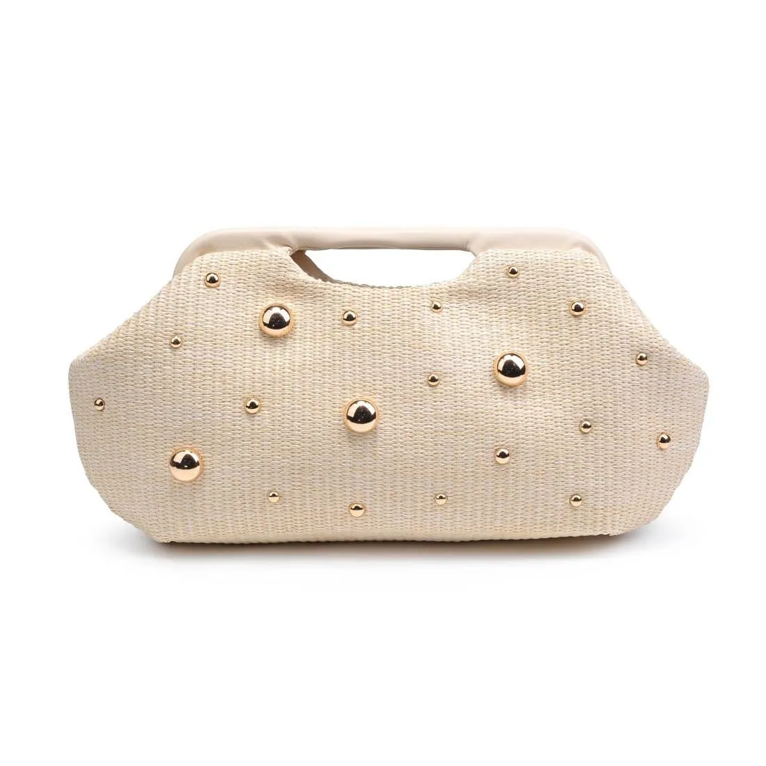 Straw Clutch Handbag with Embellishments