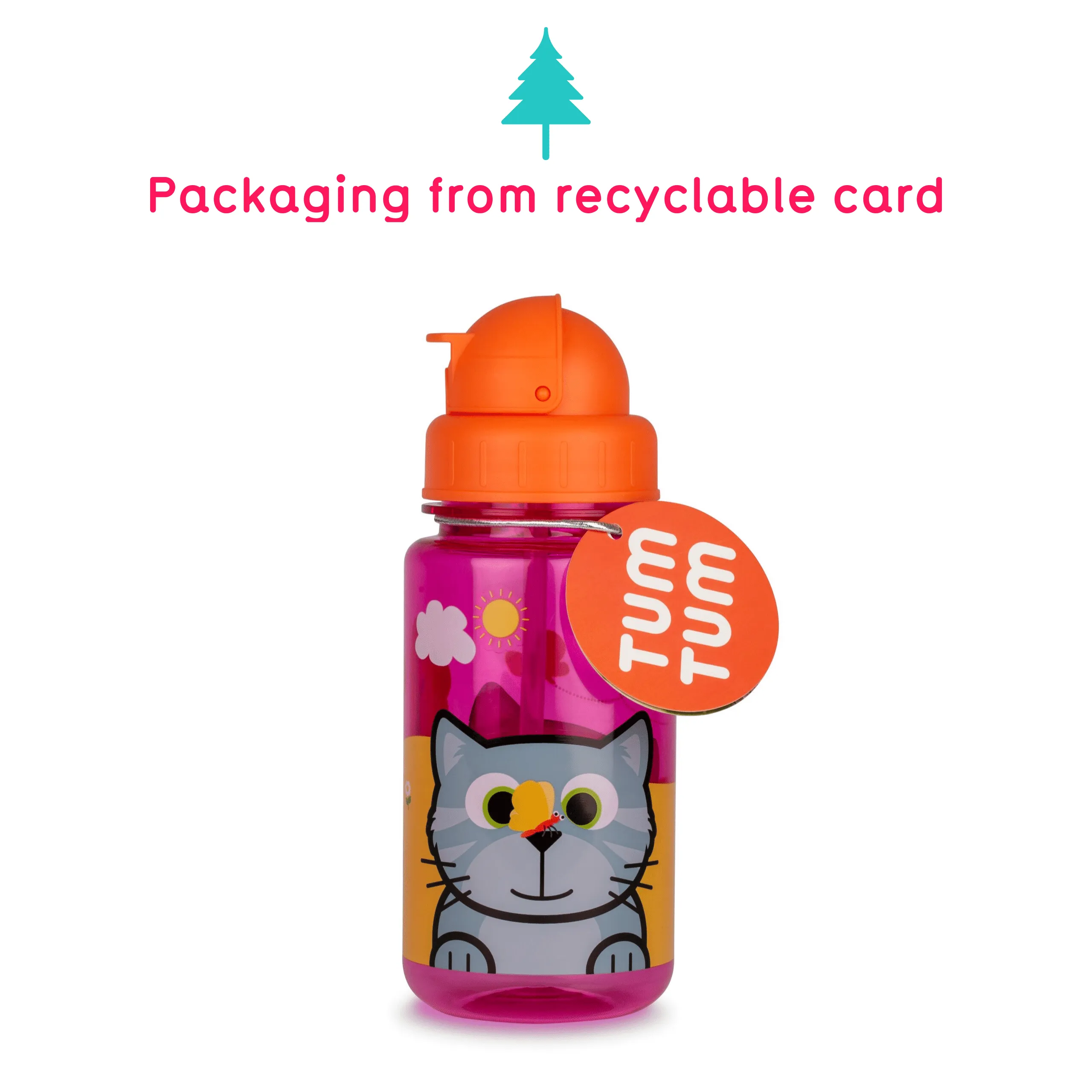 TUM TUM Flip Kids Water Bottle, 400ml, Bluebell