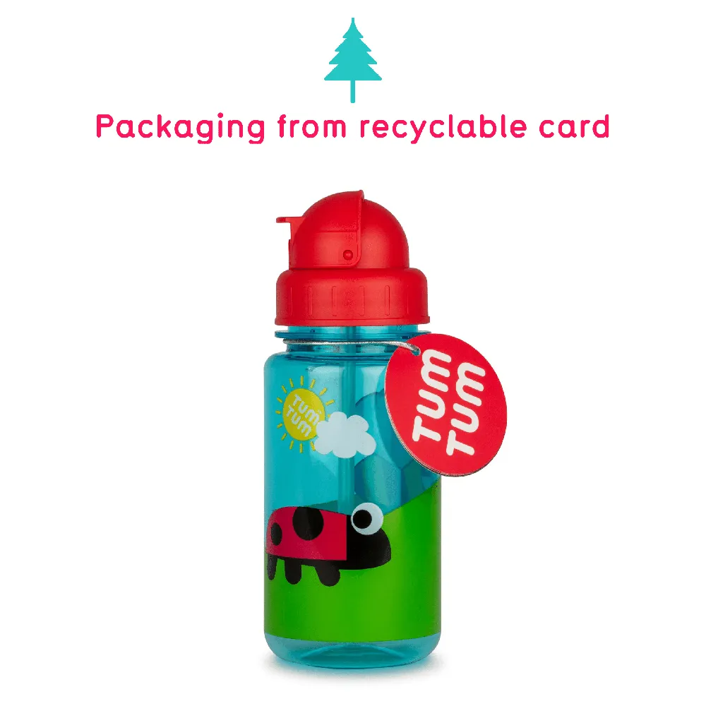 TUM TUM Flip Kids Water Bottle, 400ml, Bugs