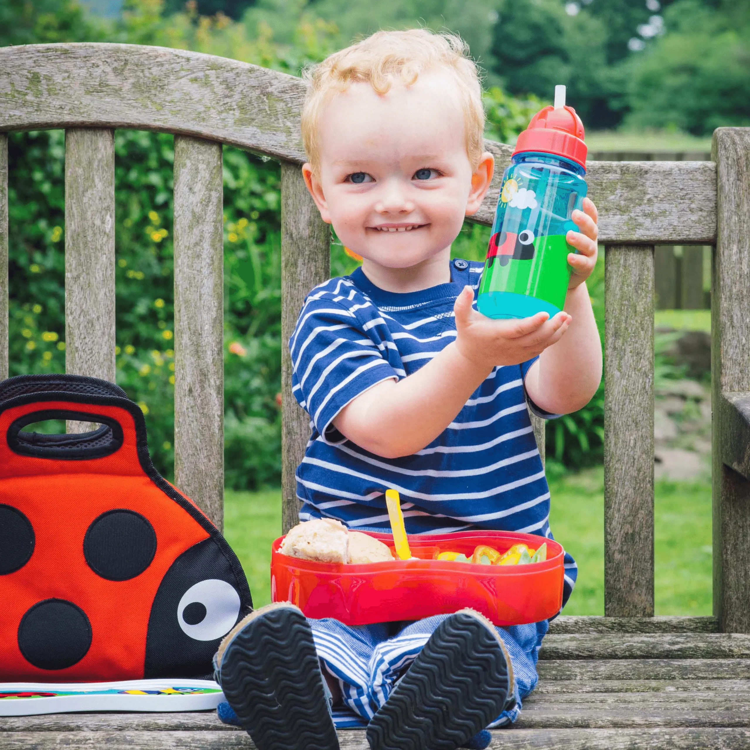 TUM TUM Flip Kids Water Bottle, 400ml, Bugs