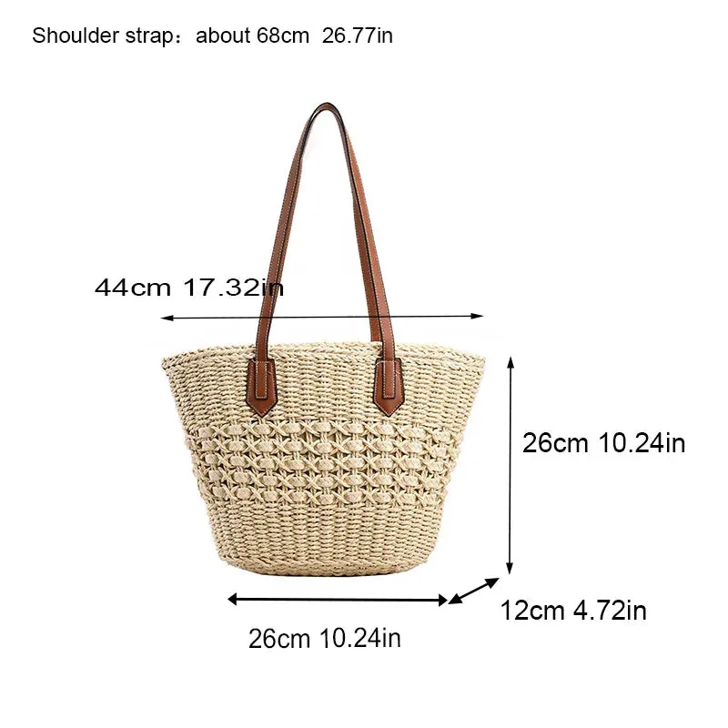 Women's Straw Beach Bag - Ideal for Summer Adventures