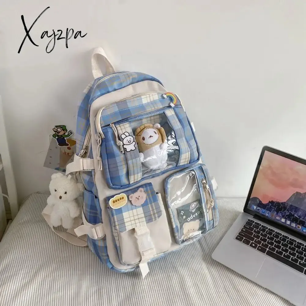 Xajzpa - Large Capacity Backpack Schoolbag Student Female Korean School Version Harajuku Cartoon Backpack Junior High
