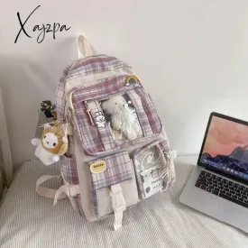 Xajzpa - Large Capacity Backpack Schoolbag Student Female Korean School Version Harajuku Cartoon Backpack Junior High