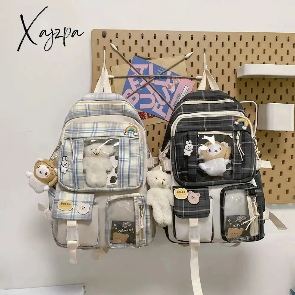 Xajzpa - Large Capacity Backpack Schoolbag Student Female Korean School Version Harajuku Cartoon Backpack Junior High