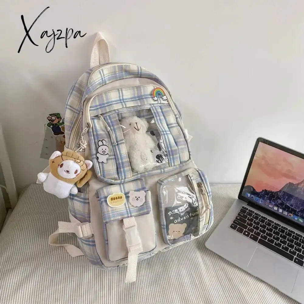 Xajzpa - Large Capacity Backpack Schoolbag Student Female Korean School Version Harajuku Cartoon Backpack Junior High