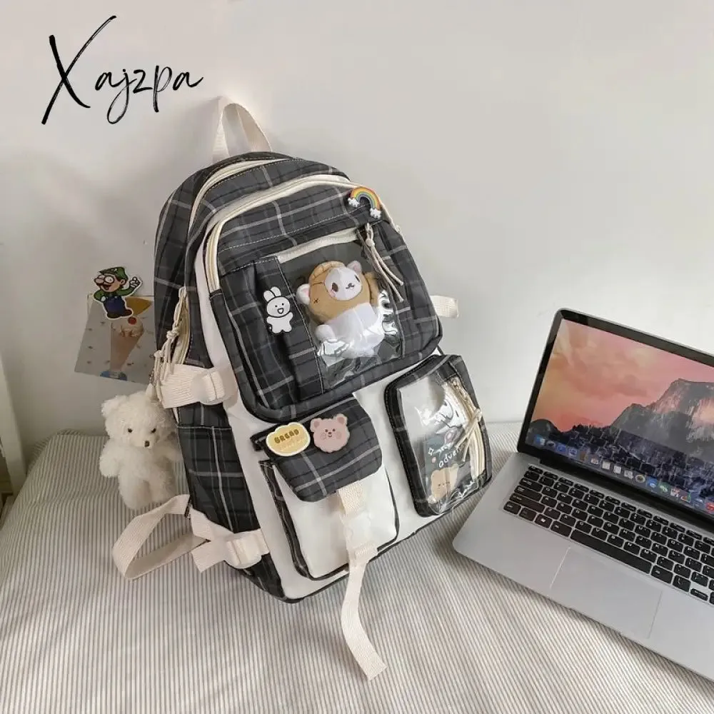 Xajzpa - Large Capacity Backpack Schoolbag Student Female Korean School Version Harajuku Cartoon Backpack Junior High