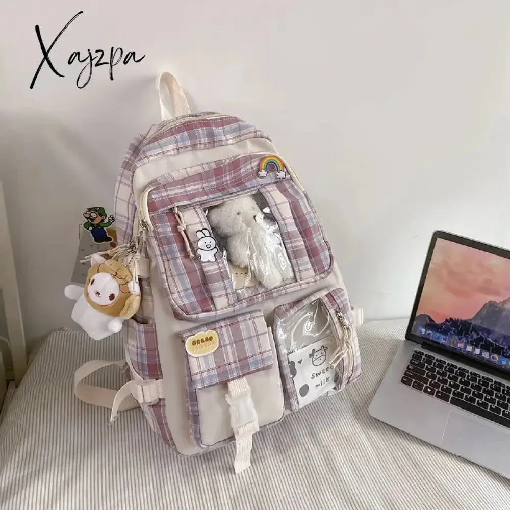 Xajzpa - Large Capacity Backpack Schoolbag Student Female Korean School Version Harajuku Cartoon Backpack Junior High